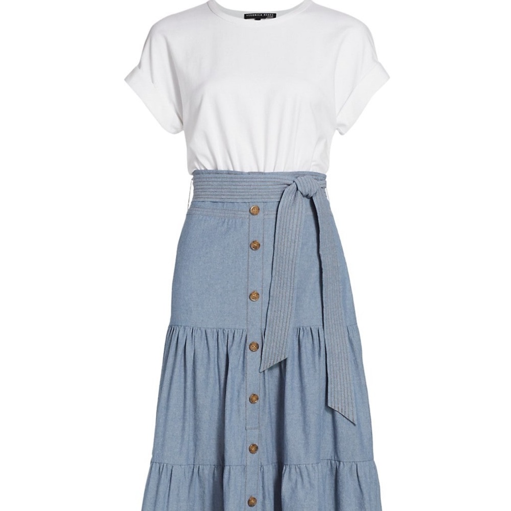 Veronica Beard Emmitt Mixed-Media Midi Dress